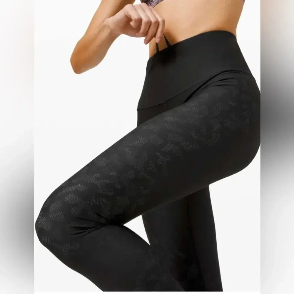 Lululemon Mapped Out High Rise Tight Camo Black Gray Size 4